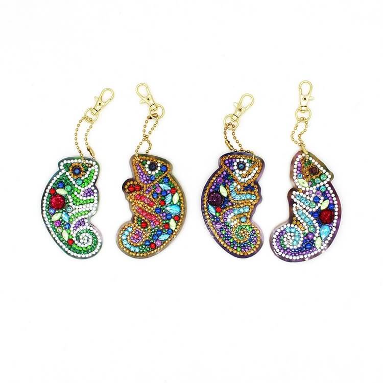 4pcs DIY Diamond Painting Keychains - Animals B