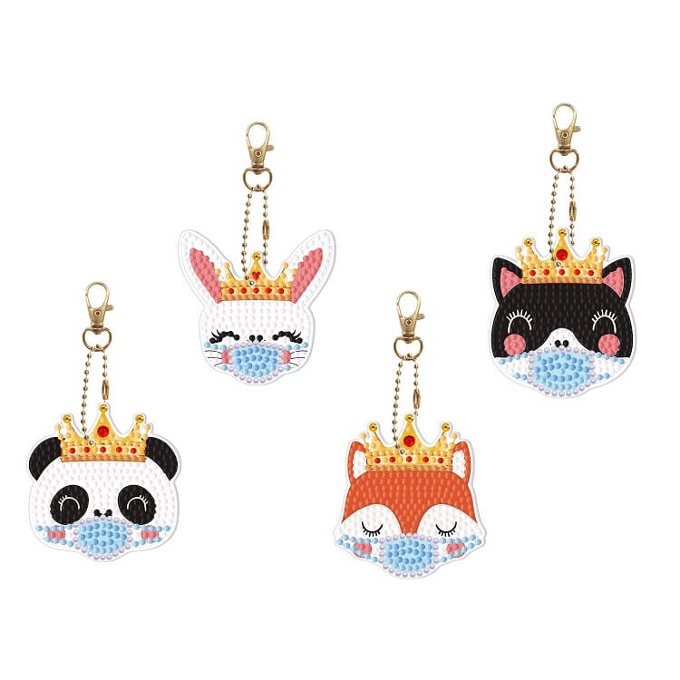 4pcs diy animal diamond painting keychains