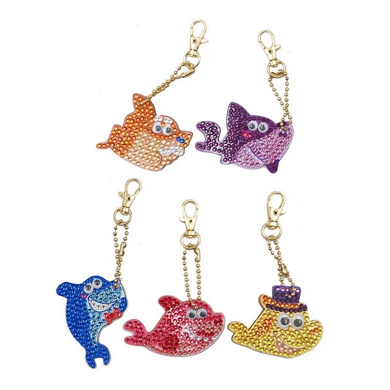 Dolphin 5pcs DIY Diamond Painting Keychains