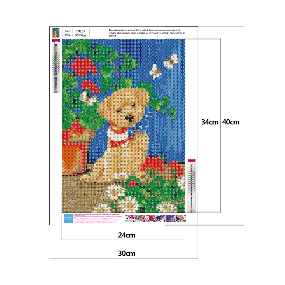 5D DIY Diamond Painting Kit - Full Round - Flower Dog