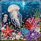 DIY Pearl Painting With Frame - Handmade Self-Adhesive Pearls - Jellyfish (25*25cm)
