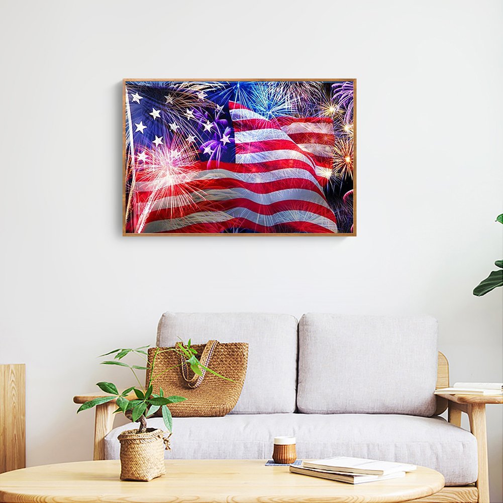 Diamond Painting - Full Round - Firework Flag