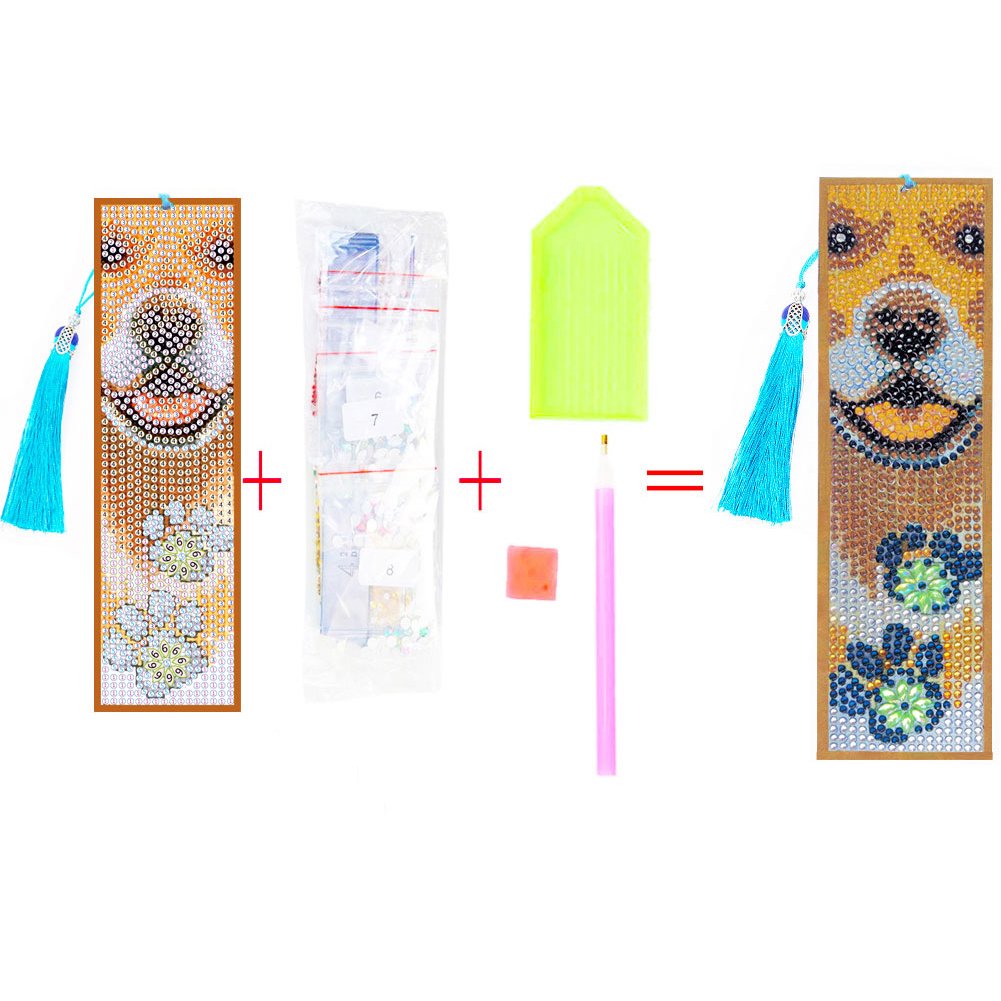 DIY Diamond Painting Bookmark with Tassel Dog