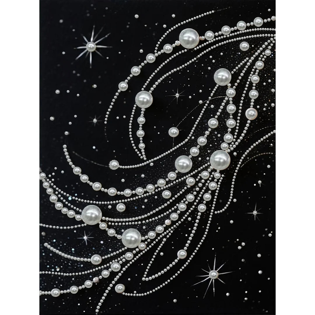 DIY Pearl Painting With Frame - Handmade Self-Adhesive Pearls - Milky Way (30*40cm)