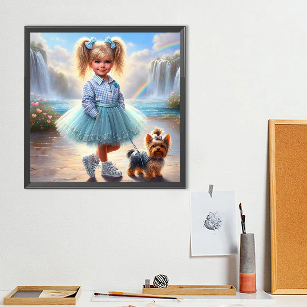 Diamond Painting - Full Round / Square - Dog and Girl T
