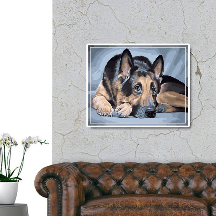 Dog Canvas Acrylic Color Drawing Wall Art Living Room Home Decor
