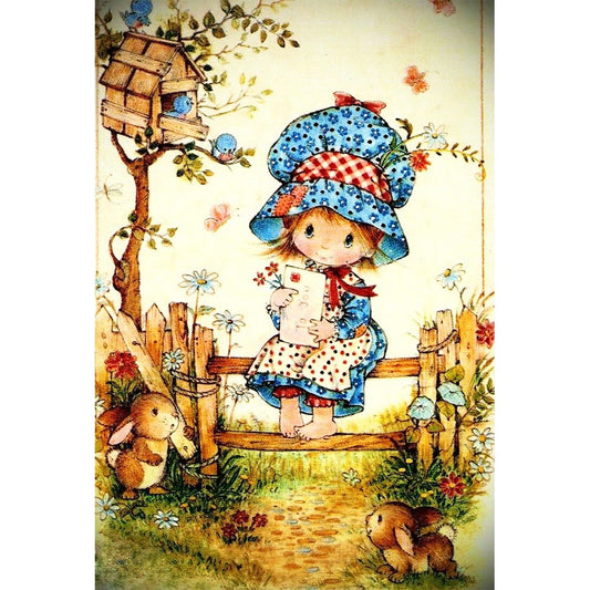 11ct Stamped Cross Stitch Cute Girl(40*50cm)