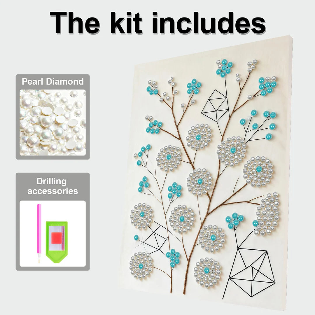 DIY Pearl Painting With Frame - Handmade Self-Adhesive Pearls - Tree Branch (30*40cm)