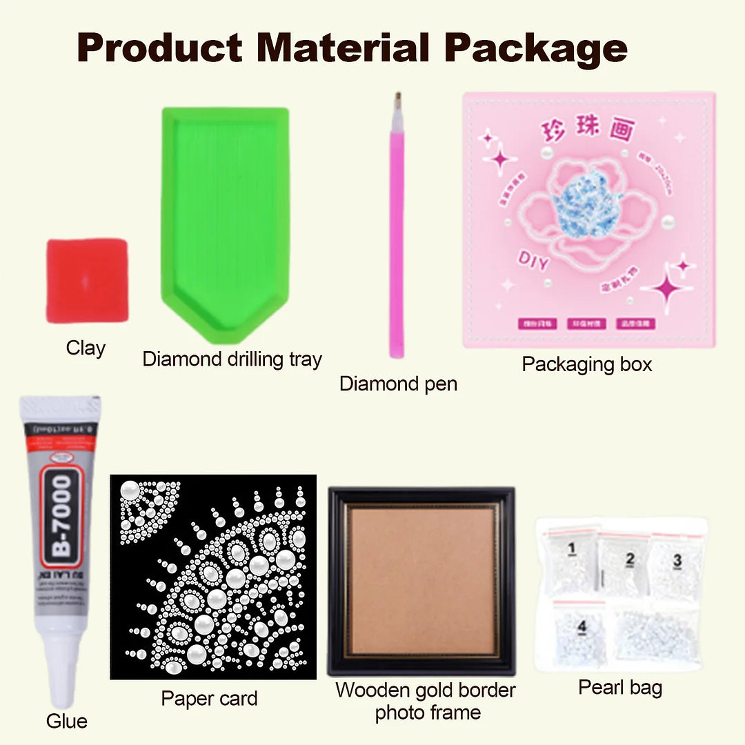 DIY Pearl Painting With Frame - Handmade Self-Adhesive Pearls - Mandala (27*27cm) B