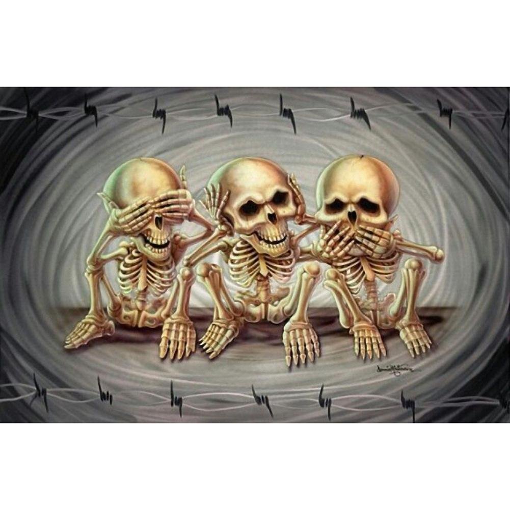 5D Diy Diamond Painting Kit Full Round Beads Skull