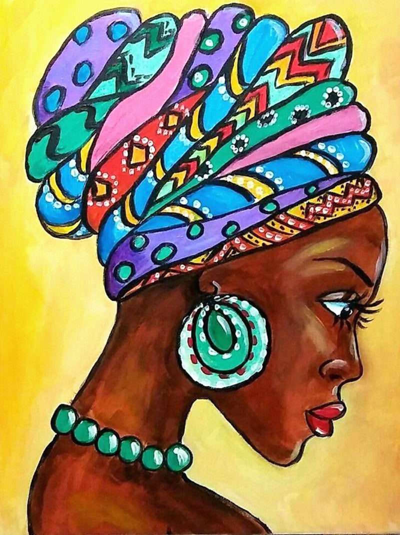 African Beauty 5D DIY Diamond embroidery Full Round Drill