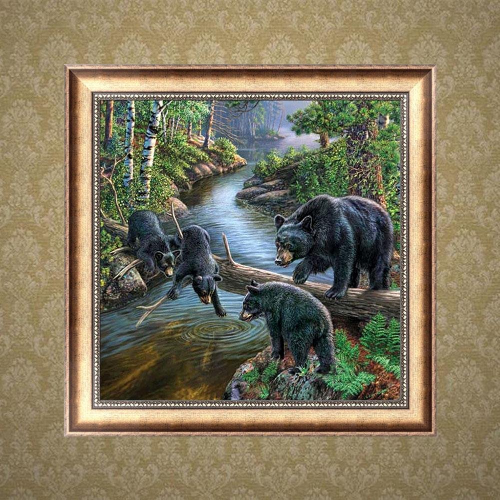 Diamond Painting - Partial Round - Black Bears