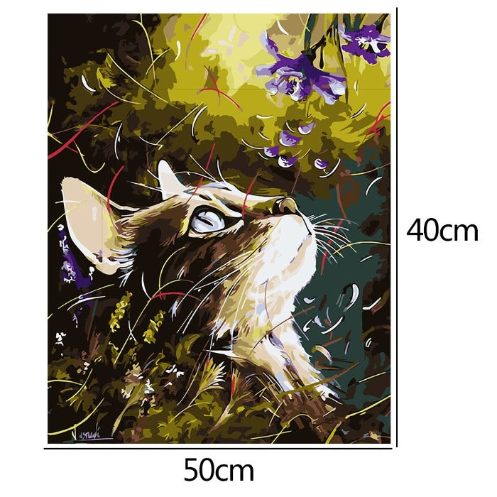 Lovely Cat Oil Painting By Number Hand Painted Drawing Acrylic Canvas 