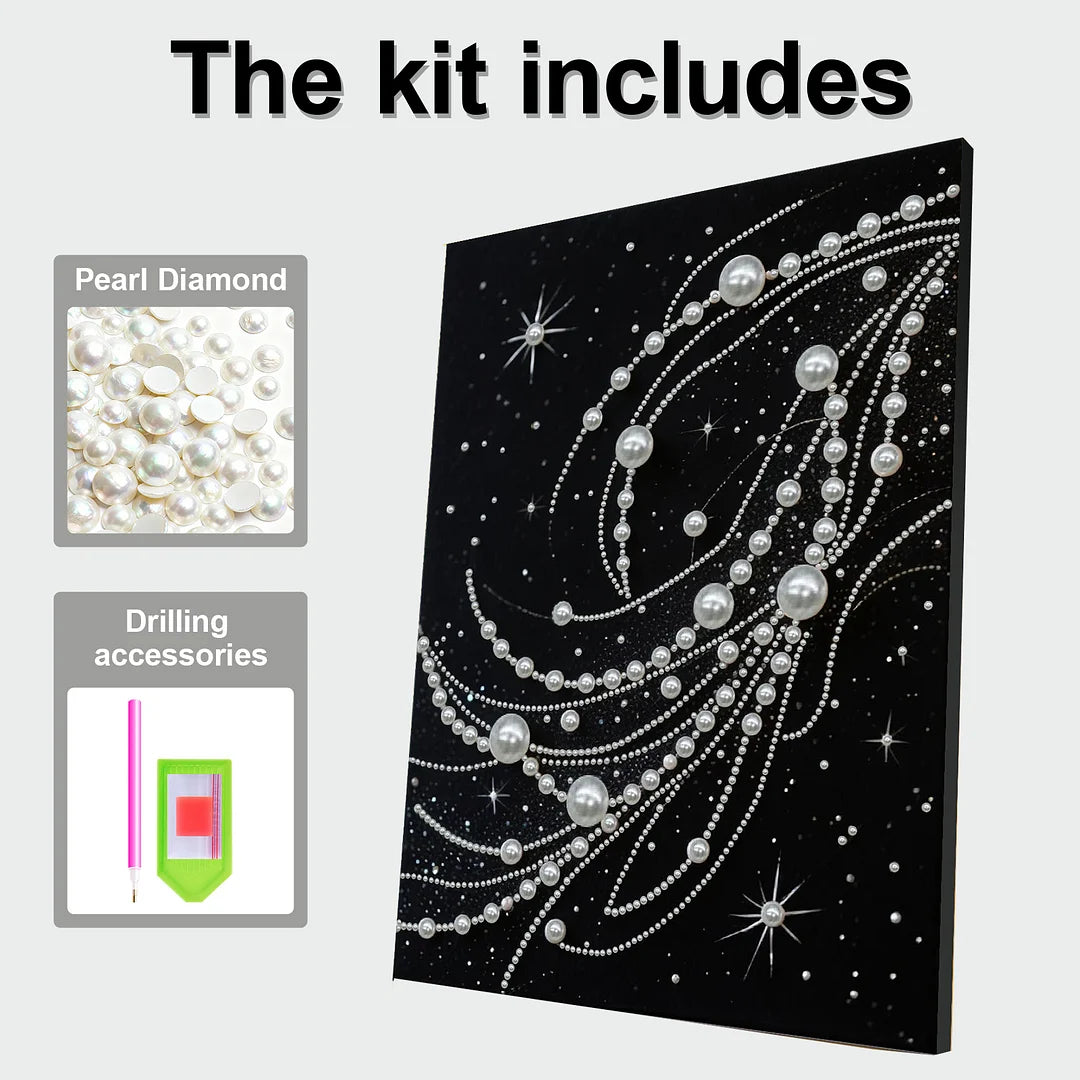 DIY Pearl Painting With Frame - Handmade Self-Adhesive Pearls - Milky Way (30*40cm)