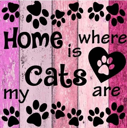 Diamond Painting - Full Round - Home is Where the Cats Are