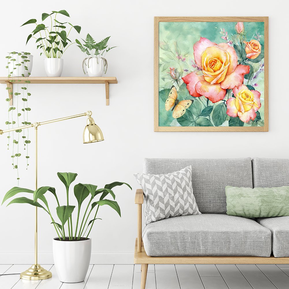 Diamond Painting - Full Round - Rose Butterfly