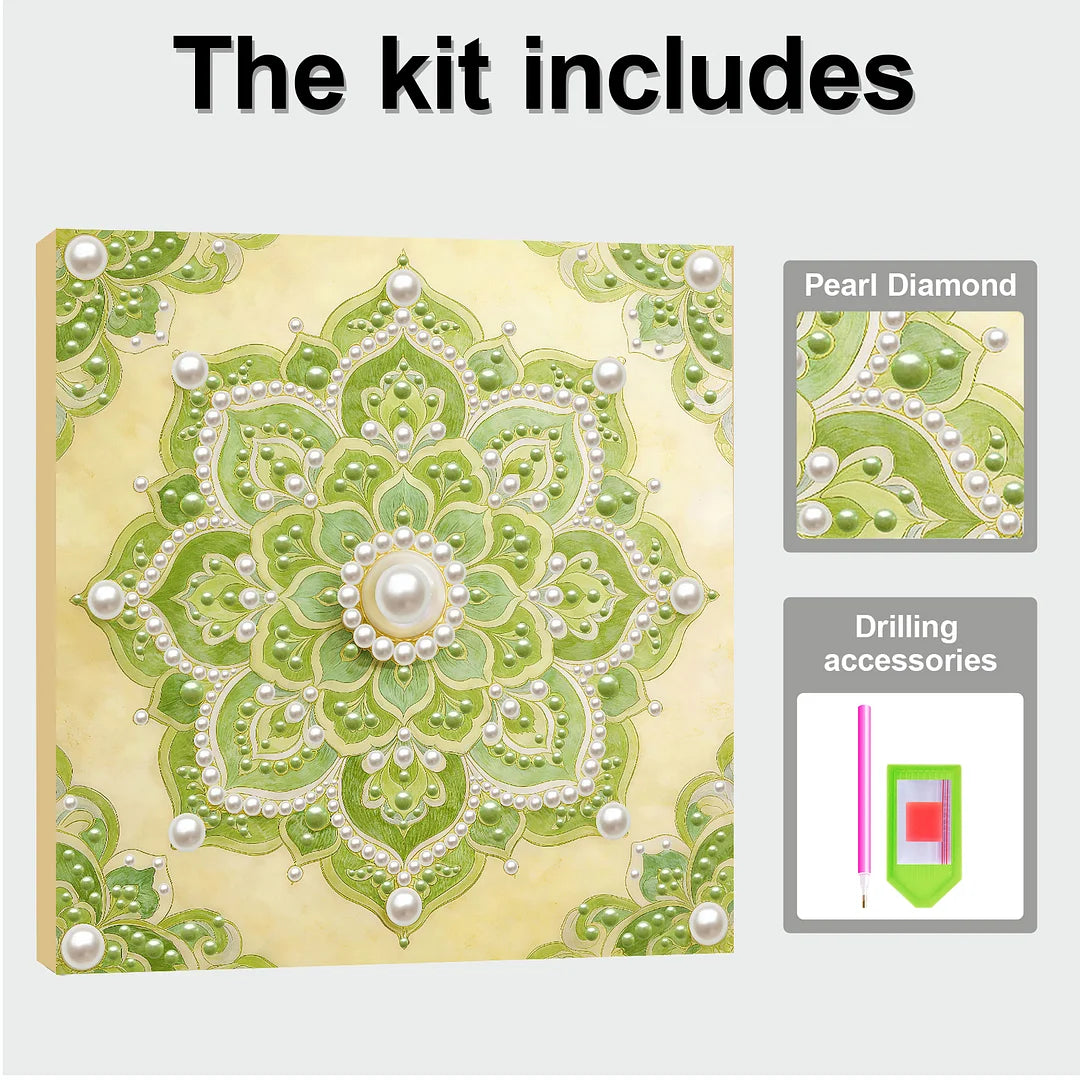 DIY Pearl Painting With Frame - Handmade Self-Adhesive Pearls - Mandala (30*30cm) A