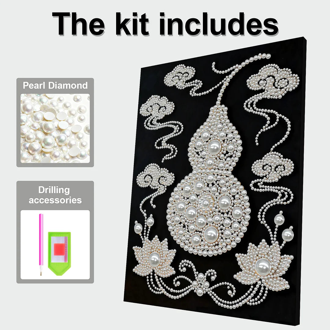 DIY Pearl Painting With Frame - Handmade Self-Adhesive Pearls - Gourd (30*40cm)