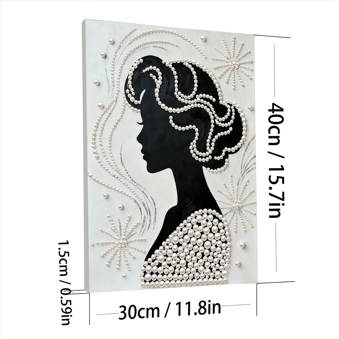 DIY Pearl Painting With Frame - Handmade Self-Adhesive Pearls - Elegant Girl (30*40cm) B