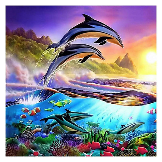 5D Diy Diamond Painting Kit Full Round Beads Dolphin