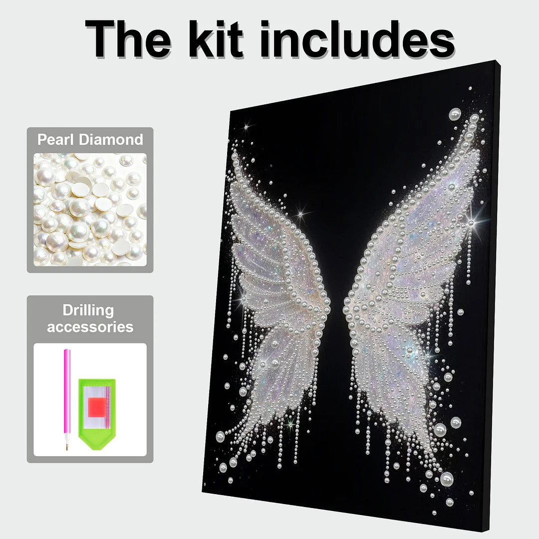 DIY Pearl Painting With Frame - Handmade Self-Adhesive Pearls - Wing (30*40cm)