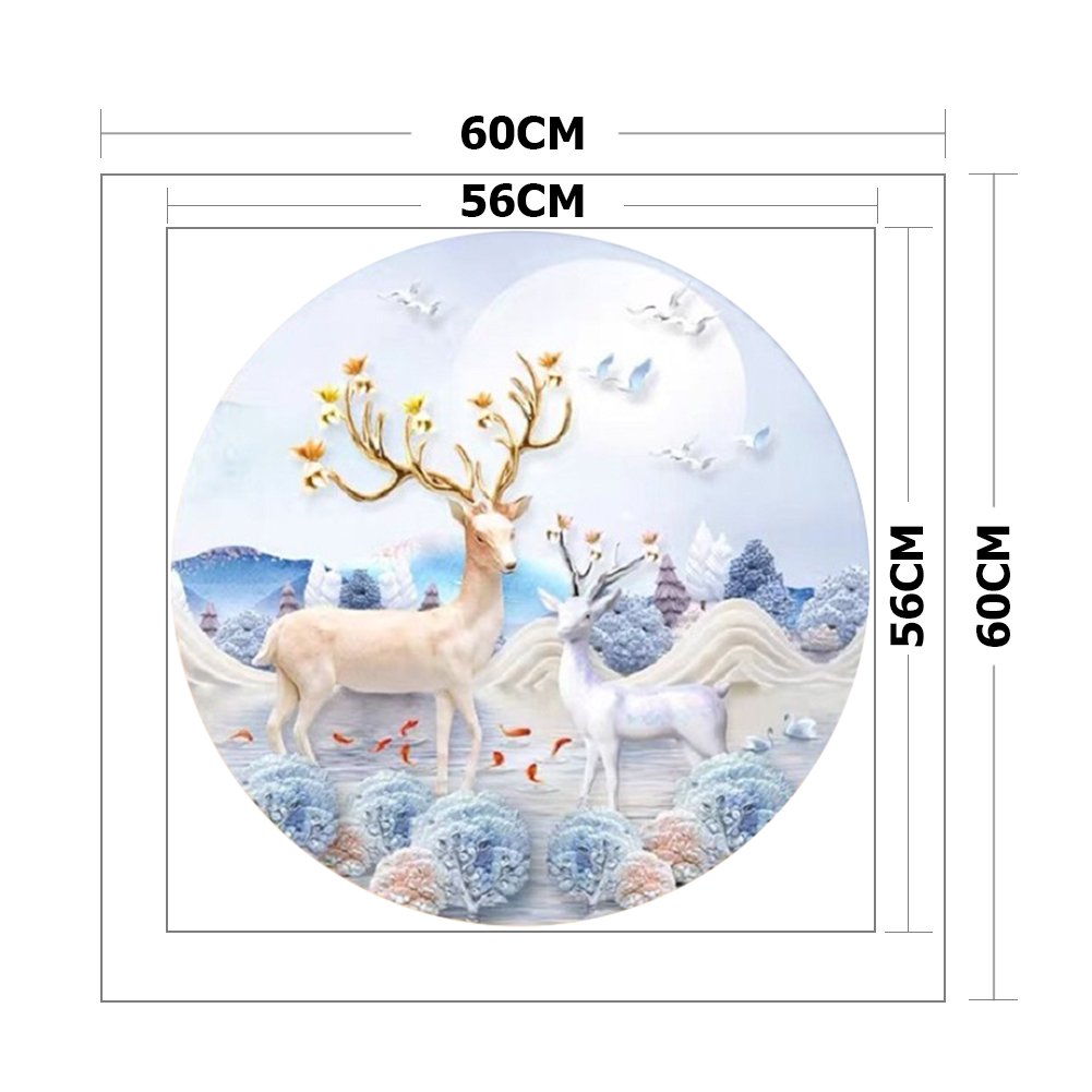 11ct Stamped Cross Stitch - Bird And Deer(60*60cm)