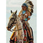 5D Diy Diamond Painting Kit Full Round Beads Indians on Horseback