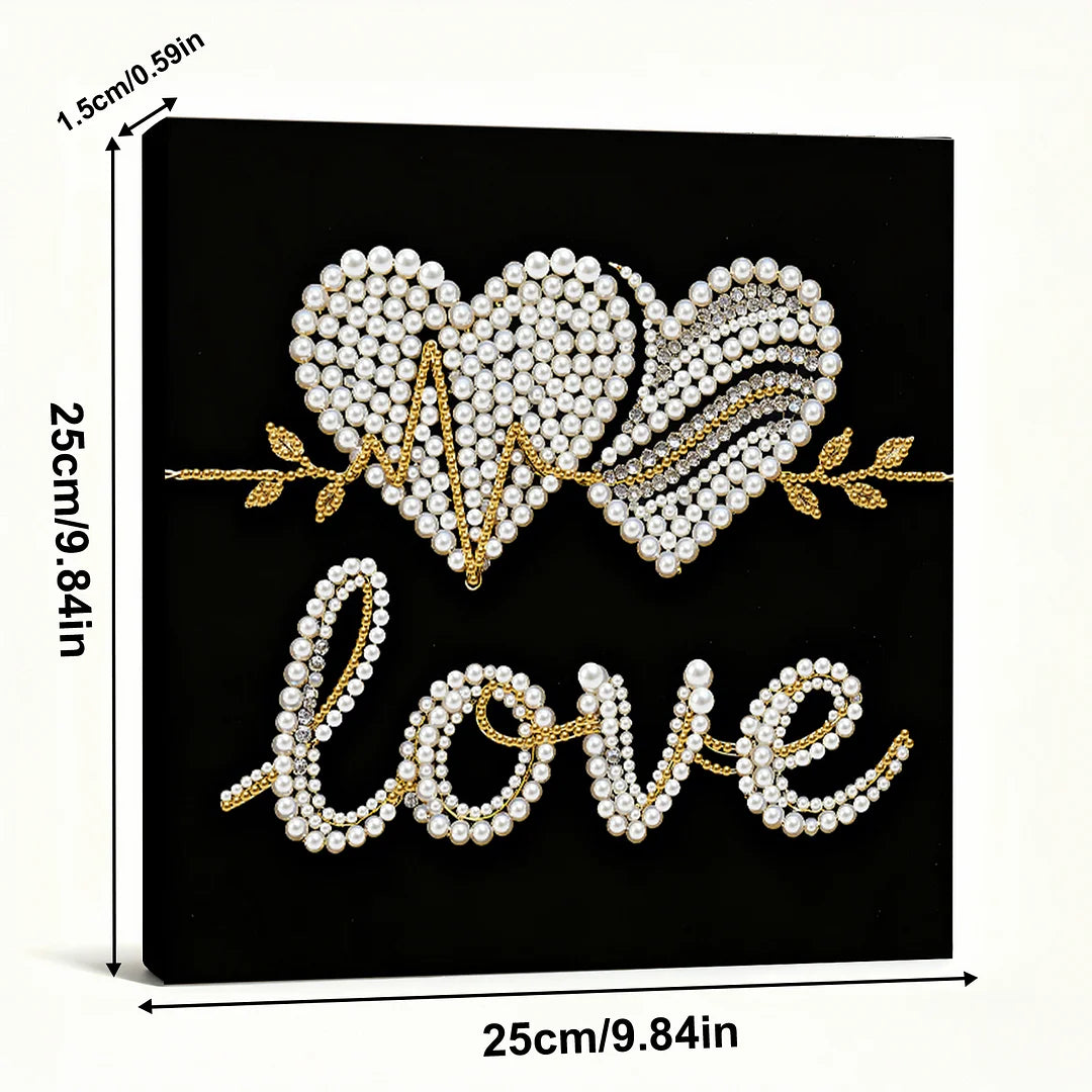 DIY Pearl Painting With Frame - Handmade Self-Adhesive Pearls - Love (25*25cm)