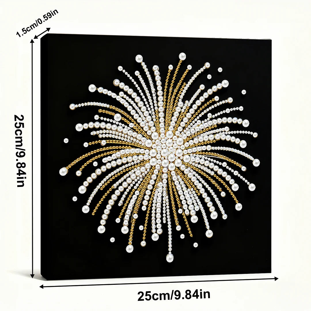 DIY Pearl Painting With Frame - Handmade Self-Adhesive Pearls - Fireworks (25*25cm)