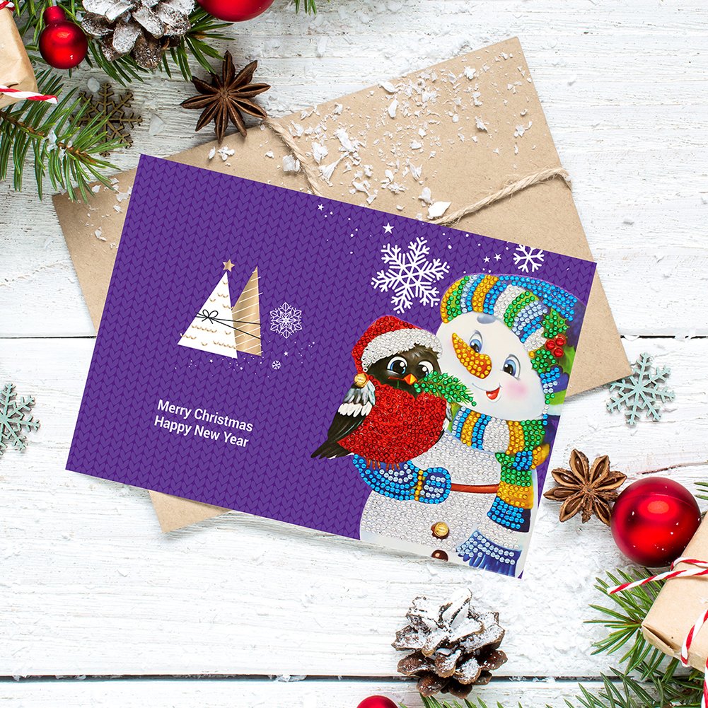 DIY Diamond Painting Greeting Card - Snowman C