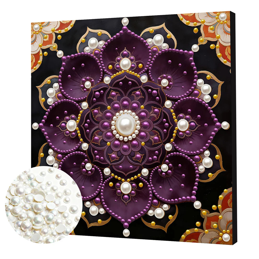 DIY Pearl Painting With Frame - Handmade Self-Adhesive Pearls - Mandala (30*30cm) B