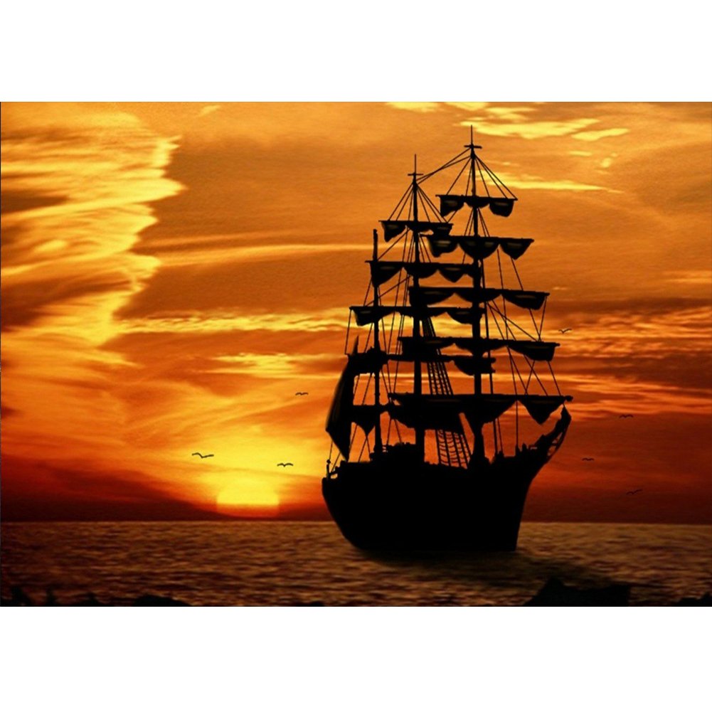 5D Diy Diamond Painting Kit Full Round Beads Fantasy Ship