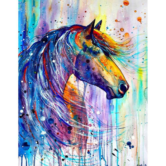 5D Diy Diamond Painting Kit Full Round Beads Colorful Horse