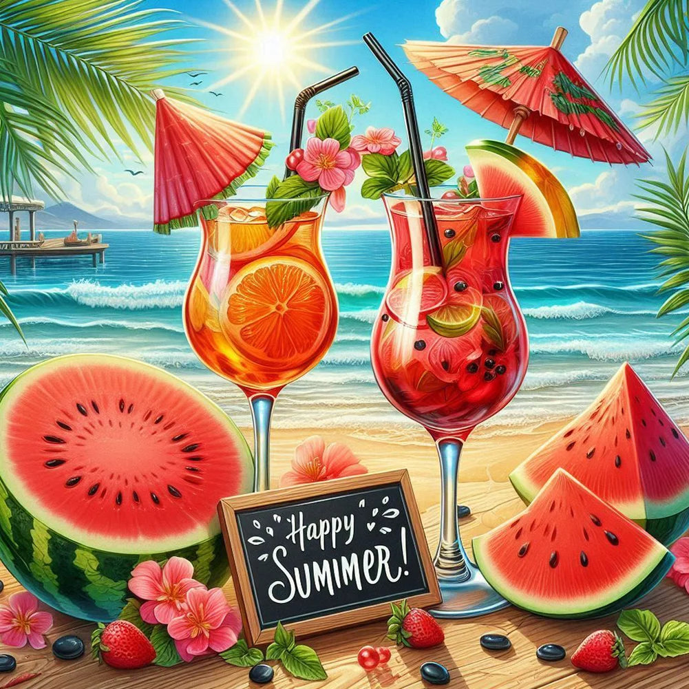 Diamond Painting - Full Round / Square - Summer Beach Watermelon