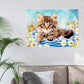 Digital Oil Painting Kit Coded Hand Painted Picture Cat in Basket Pattern