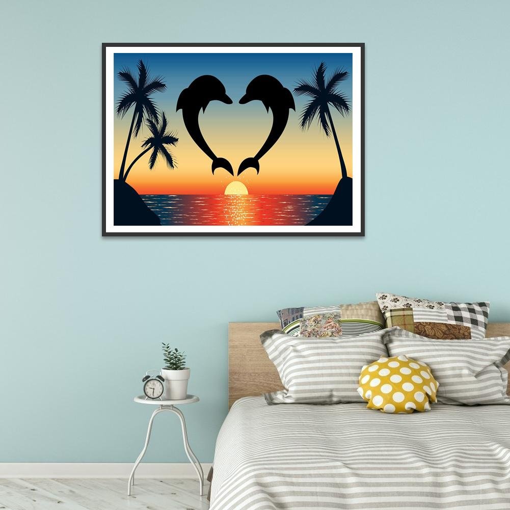5D DIY Diamond Painting Kit - Full Round - Dolphin Love