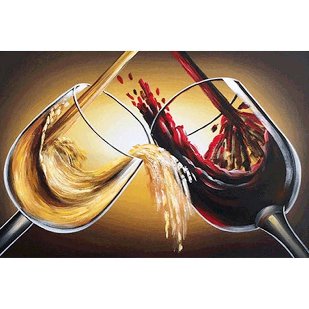5D Diy Diamond Painting Kit Full Round Beads Wine Glass Cup