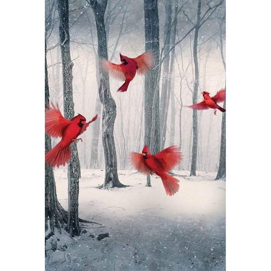 5D Diy Diamond Painting Kit Full Round Beads Red Birds