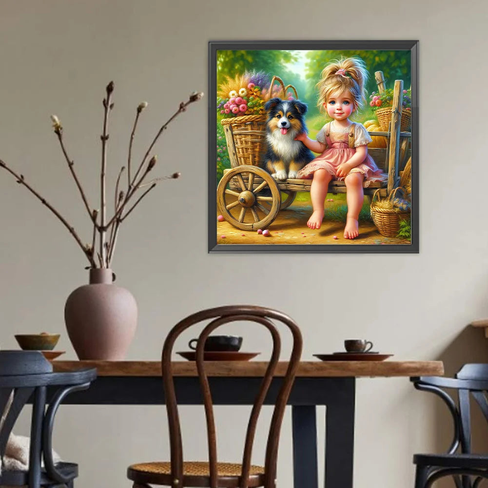 Diamond Painting - Full Round / Square - Dog and Girl A