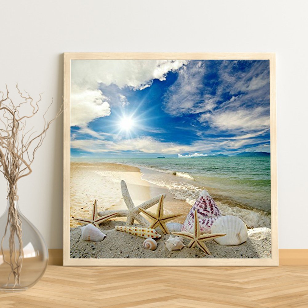 Paint By Number - Oil Painting - Seaside Beach (40*40cm)
