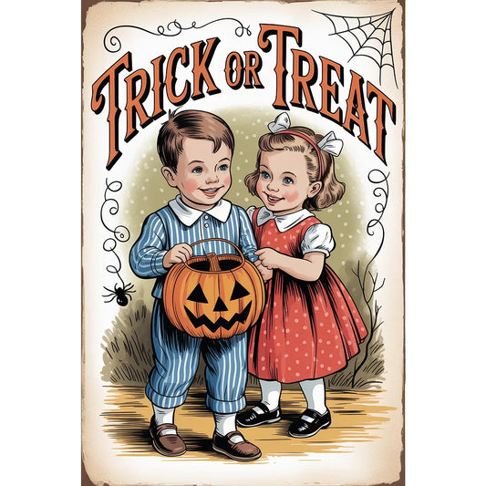 Diamond Painting - Full Round / Square - Halloween Boy and Girl Trick Or Treat (30*45cm)