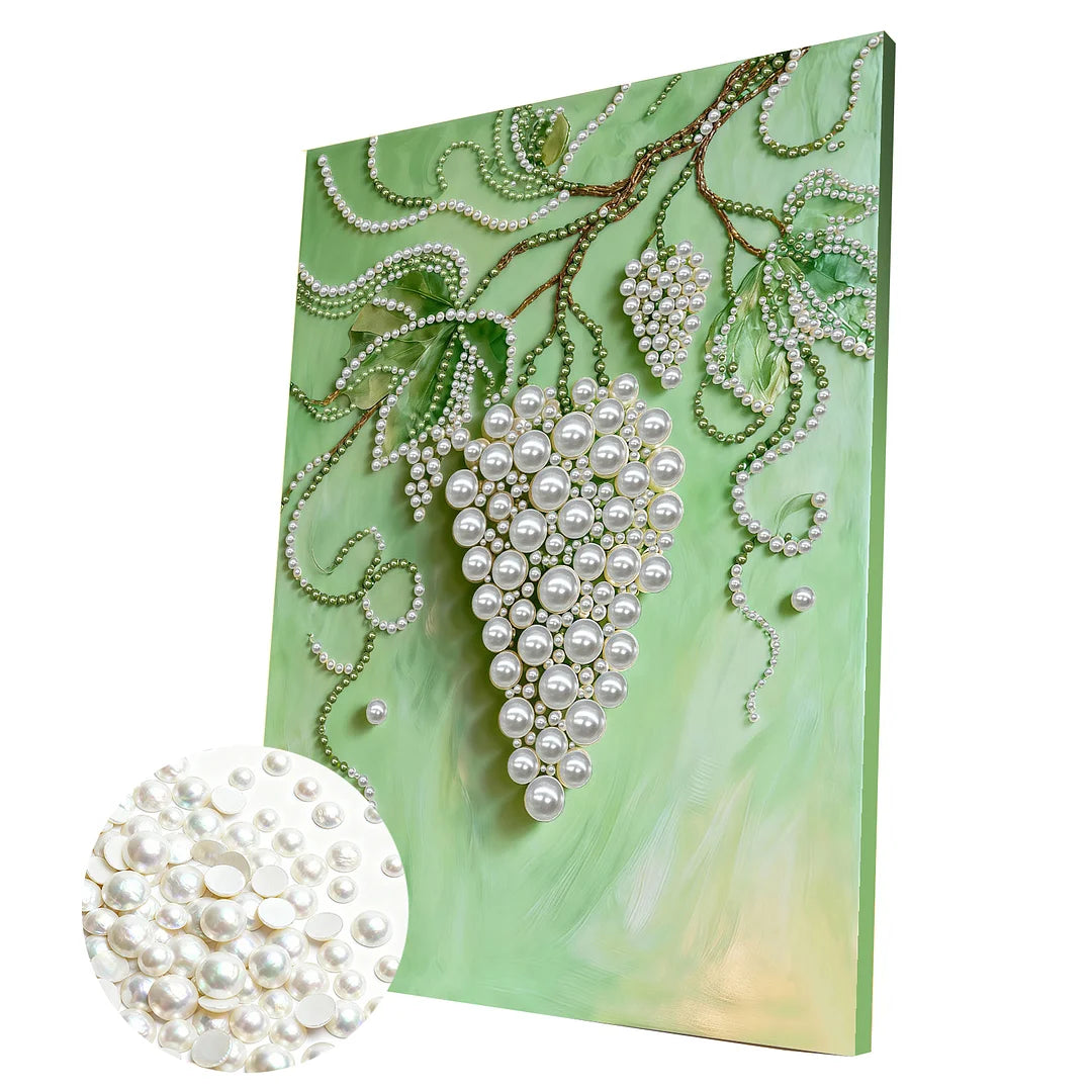 DIY Pearl Painting With Frame - Handmade Self-Adhesive Pearls - Grapes (30*40cm)