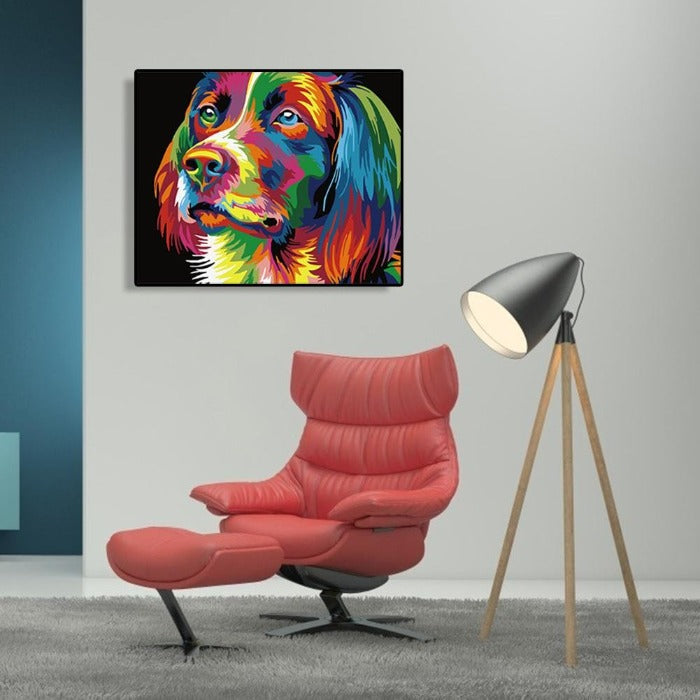 Painting By Numbers Kit Frameless DIY Distracted Color Dog Artwork