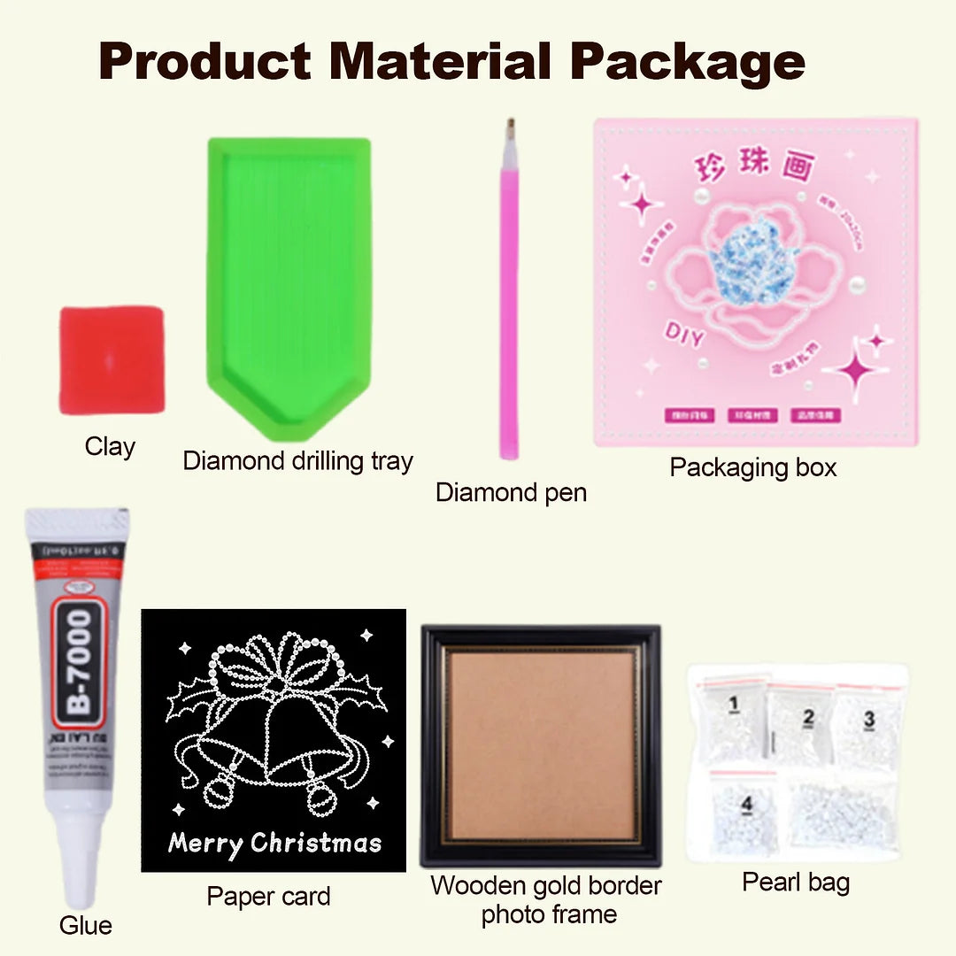 DIY Pearl Painting With Frame - Handmade Self-Adhesive Pearls - Merry Christmas (27*27cm)