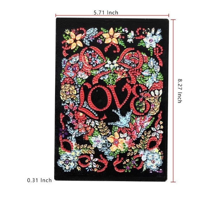 A5 5D Notebook DIY Part Special Shape Rhinestone Diary Book | LOVE【diamondpaintingsart】