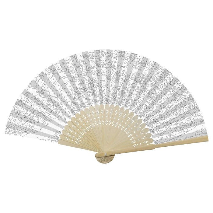 DIY Oil Paint By Number Folding Fan Sea Wave