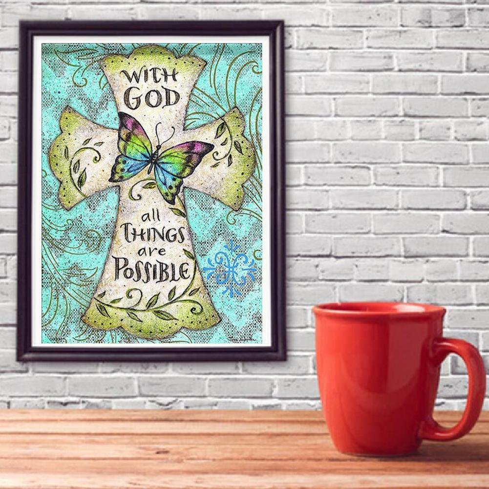 Diamond Painting - Full Round - Easter Butterfly and Cross