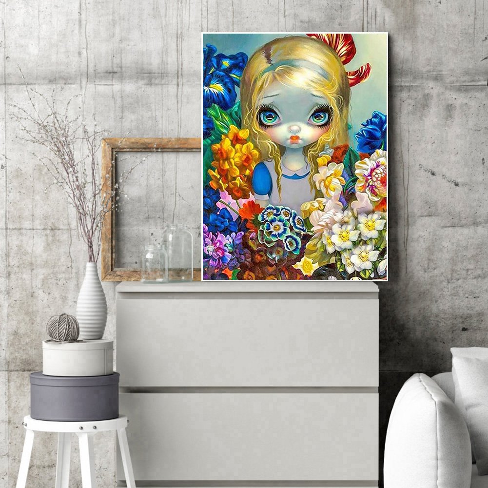 5D DIY Diamond Painting Kit - Full Round - Big Eyes Doll B