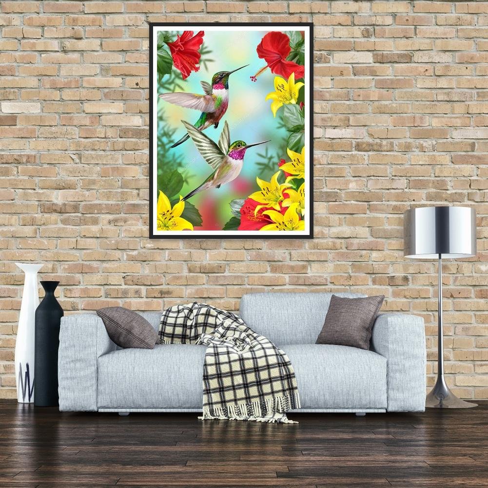 Diamond Painting - Full Round - Bird Flower A
