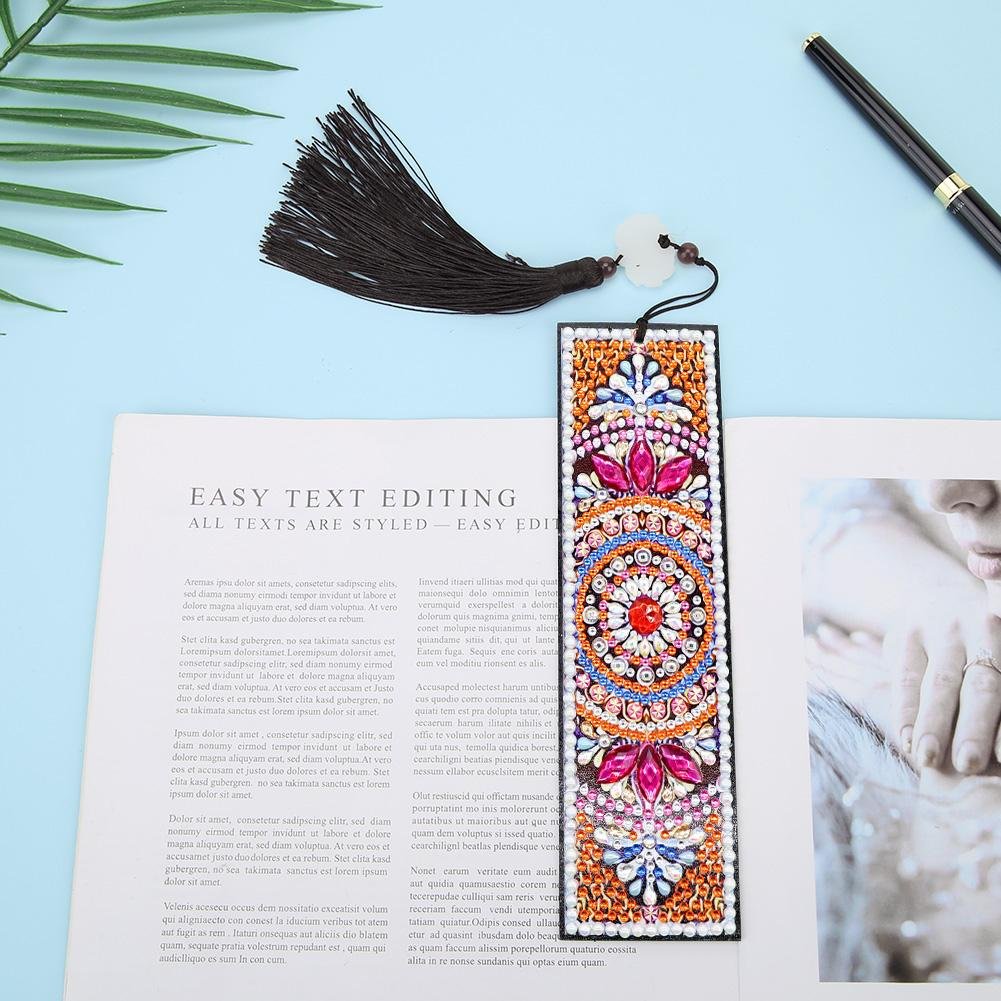 5D DIY Special Shaped Diamond Painting Leather Bookmark for School Office